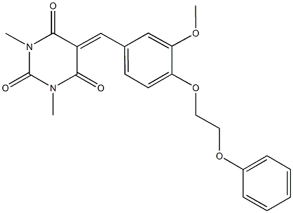 5-[3-methoxy-4-(2-phenoxyethoxy)benzylidene]-1,3-dimethyl-2,4,6(1H,3H,5H)-pyrimidinetrione Structure