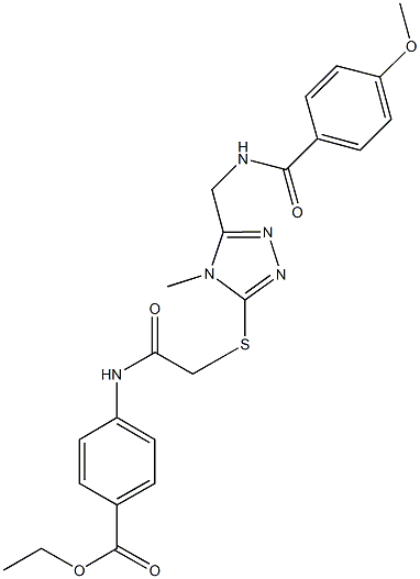 ethyl 4-({[(5-{[(4-methoxybenzoyl)amino]methyl}-4-methyl-4H-1,2,4-triazol-3-yl)sulfanyl]acetyl}amino)benzoate 구조식 이미지