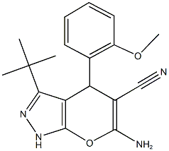 6-amino-3-tert-butyl-4-(2-methoxyphenyl)-1,4-dihydropyrano[2,3-c]pyrazole-5-carbonitrile Structure