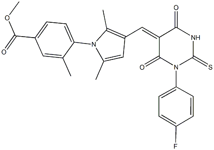 methyl 4-{3-[(1-(4-fluorophenyl)-4,6-dioxo-2-thioxotetrahydro-5(2H)-pyrimidinylidene)methyl]-2,5-dimethyl-1H-pyrrol-1-yl}-3-methylbenzoate 구조식 이미지