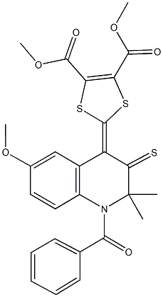 dimethyl 2-(1-benzoyl-6-methoxy-2,2-dimethyl-3-thioxo-2,3-dihydro-4(1H)-quinolinylidene)-1,3-dithiole-4,5-dicarboxylate 구조식 이미지