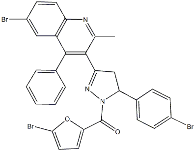 6-bromo-3-[1-(5-bromo-2-furoyl)-5-(4-bromophenyl)-4,5-dihydro-1H-pyrazol-3-yl]-2-methyl-4-phenylquinoline 구조식 이미지