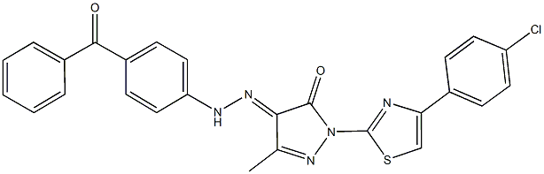 1-[4-(4-chlorophenyl)-1,3-thiazol-2-yl]-3-methyl-1H-pyrazole-4,5-dione 4-[(4-benzoylphenyl)hydrazone] Structure