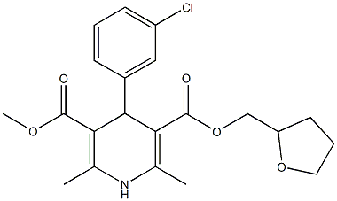 3-methyl 5-(tetrahydro-2-furanylmethyl) 4-(3-chlorophenyl)-2,6-dimethyl-1,4-dihydro-3,5-pyridinedicarboxylate 구조식 이미지