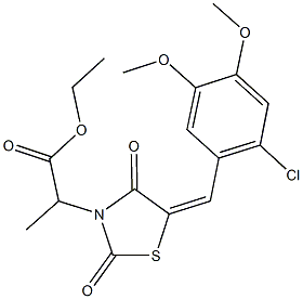 ethyl 2-[5-(2-chloro-4,5-dimethoxybenzylidene)-2,4-dioxo-1,3-thiazolidin-3-yl]propanoate 구조식 이미지