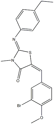 5-(3-bromo-4-methoxybenzylidene)-2-[(4-ethylphenyl)imino]-3-methyl-1,3-thiazolidin-4-one 구조식 이미지