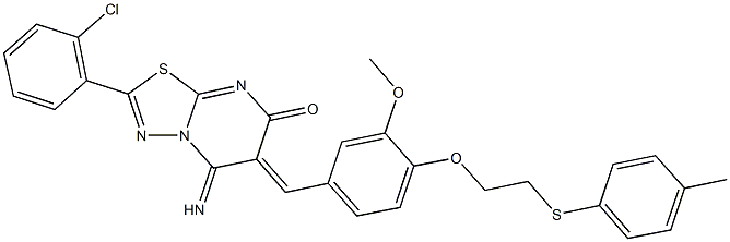 2-(2-chlorophenyl)-5-imino-6-(3-methoxy-4-{2-[(4-methylphenyl)sulfanyl]ethoxy}benzylidene)-5,6-dihydro-7H-[1,3,4]thiadiazolo[3,2-a]pyrimidin-7-one Structure