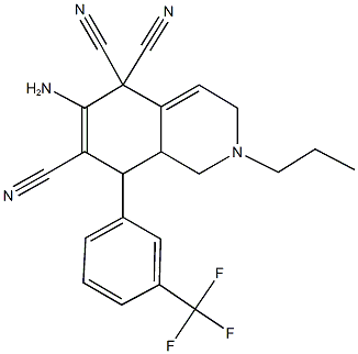 6-amino-2-propyl-8-[3-(trifluoromethyl)phenyl]-2,3,8,8a-tetrahydro-5,5,7(1H)-isoquinolinetricarbonitrile 구조식 이미지