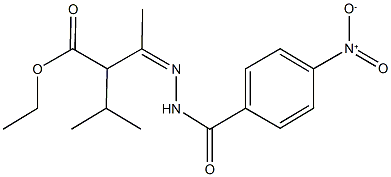 ethyl 2-(N-{4-nitrobenzoyl}ethanehydrazonoyl)-3-methylbutanoate Structure