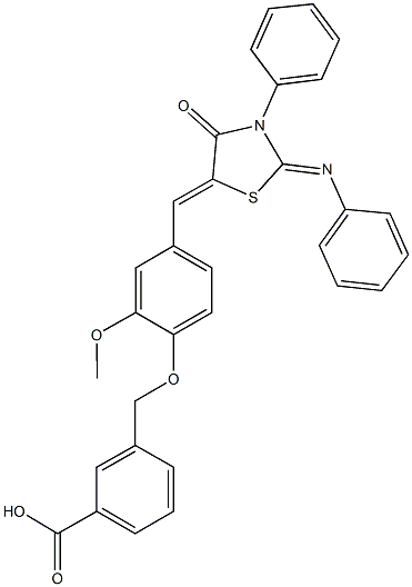 3-[(2-methoxy-4-{[4-oxo-3-phenyl-2-(phenylimino)-1,3-thiazolidin-5-ylidene]methyl}phenoxy)methyl]benzoic acid Structure