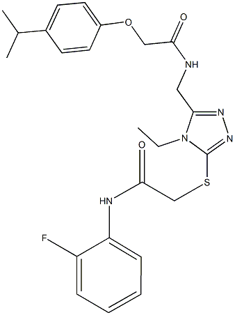 2-{[4-ethyl-5-({[(4-isopropylphenoxy)acetyl]amino}methyl)-4H-1,2,4-triazol-3-yl]sulfanyl}-N-(2-fluorophenyl)acetamide 구조식 이미지