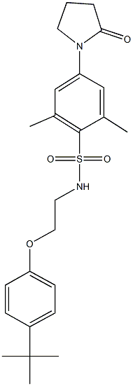 N-[2-(4-tert-butylphenoxy)ethyl]-2,6-dimethyl-4-(2-oxo-1-pyrrolidinyl)benzenesulfonamide Structure