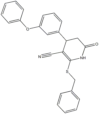 2-(benzylsulfanyl)-6-oxo-4-(3-phenoxyphenyl)-1,4,5,6-tetrahydro-3-pyridinecarbonitrile 구조식 이미지