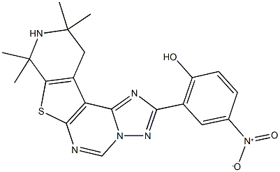4-nitro-2-(8,8,10,10-tetramethyl-8,9,10,11-tetrahydropyrido[4',3':4,5]thieno[3,2-e][1,2,4]triazolo[1,5-c]pyrimidin-2-yl)phenol Structure