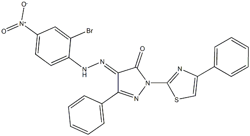 3-phenyl-1-(4-phenyl-1,3-thiazol-2-yl)-1H-pyrazole-4,5-dione 4-({2-bromo-4-nitrophenyl}hydrazone) Structure