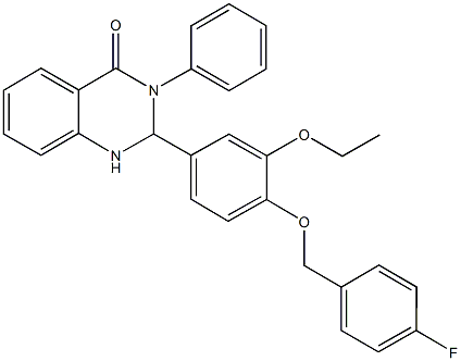 2-{3-ethoxy-4-[(4-fluorobenzyl)oxy]phenyl}-3-phenyl-2,3-dihydro-4(1H)-quinazolinone 구조식 이미지