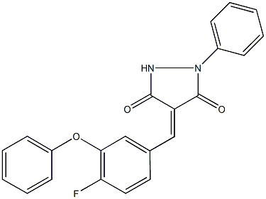 4-(4-fluoro-3-phenoxybenzylidene)-1-phenyl-3,5-pyrazolidinedione 구조식 이미지