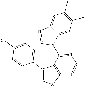 5-(4-chlorophenyl)-4-(5,6-dimethyl-1H-benzimidazol-1-yl)thieno[2,3-d]pyrimidine 구조식 이미지