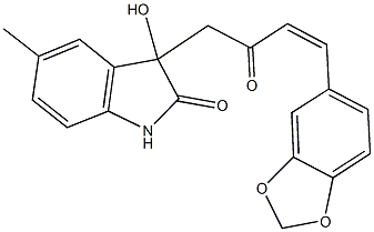 3-[4-(1,3-benzodioxol-5-yl)-2-oxo-3-butenyl]-3-hydroxy-5-methyl-1,3-dihydro-2H-indol-2-one Structure