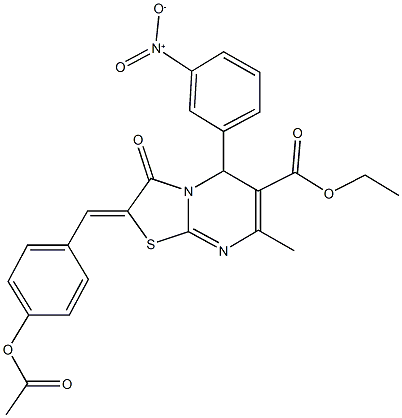 ethyl 2-[4-(acetyloxy)benzylidene]-5-{3-nitrophenyl}-7-methyl-3-oxo-2,3-dihydro-5H-[1,3]thiazolo[3,2-a]pyrimidine-6-carboxylate Structure