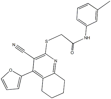 2-{[3-cyano-4-(2-furyl)-5,6,7,8-tetrahydro-2-quinolinyl]sulfanyl}-N-(3-methylphenyl)acetamide Structure