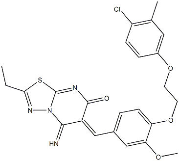 6-{4-[2-(4-chloro-3-methylphenoxy)ethoxy]-3-methoxybenzylidene}-2-ethyl-5-imino-5,6-dihydro-7H-[1,3,4]thiadiazolo[3,2-a]pyrimidin-7-one Structure