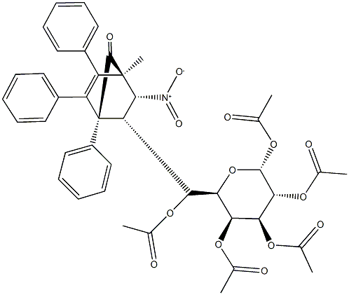 1,2,3,4,6-penta-O-acetyl-6-C-{3-nitro-4-methyl-7-oxo-1,5,6-triphenylbicyclo[2.2.1]hept-5-en-2-yl}hexopyranose 구조식 이미지