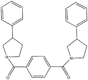 3-phenyl-1-{4-[(3-phenyl-1-pyrrolidinyl)carbonyl]benzoyl}pyrrolidine 구조식 이미지