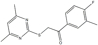 2-[(4,6-dimethyl-2-pyrimidinyl)sulfanyl]-1-(4-fluoro-3-methylphenyl)ethanone 구조식 이미지