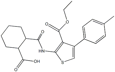 2-({[3-(ethoxycarbonyl)-4-(4-methylphenyl)-2-thienyl]amino}carbonyl)cyclohexanecarboxylic acid 구조식 이미지