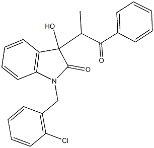 1-(2-chlorobenzyl)-3-hydroxy-3-(1-methyl-2-oxo-2-phenylethyl)-1,3-dihydro-2H-indol-2-one 구조식 이미지