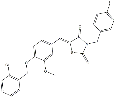 5-{4-[(2-chlorobenzyl)oxy]-3-methoxybenzylidene}-3-(4-fluorobenzyl)-1,3-thiazolidine-2,4-dione Structure