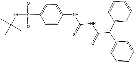 N-(tert-butyl)-4-({[(diphenylacetyl)amino]carbothioyl}amino)benzenesulfonamide 구조식 이미지