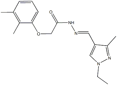 2-(2,3-dimethylphenoxy)-N'-[(1-ethyl-3-methyl-1H-pyrazol-4-yl)methylene]acetohydrazide 구조식 이미지