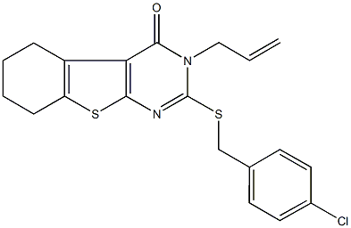 3-allyl-2-[(4-chlorobenzyl)sulfanyl]-5,6,7,8-tetrahydro[1]benzothieno[2,3-d]pyrimidin-4(3H)-one Structure