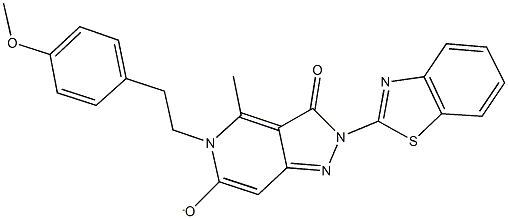 2-(1,3-benzothiazol-2-yl)-5-[2-(4-methoxyphenyl)ethyl]-4-methyl-3-oxo-3,5-dihydro-2H-pyrazolo[4,3-c]pyridin-6-olate 구조식 이미지