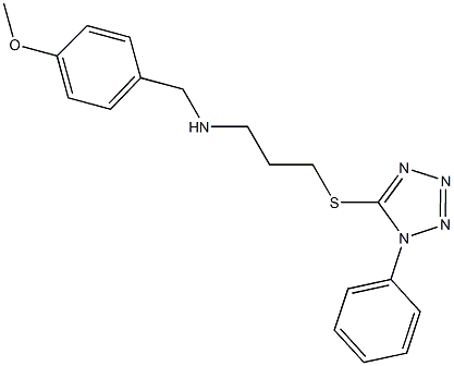 N-(4-methoxybenzyl)-N-{3-[(1-phenyl-1H-tetraazol-5-yl)sulfanyl]propyl}amine 구조식 이미지