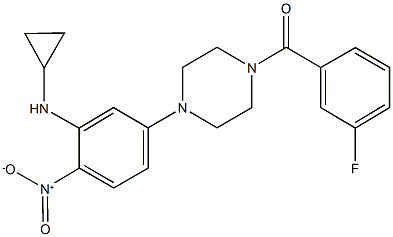 1-{3-(cyclopropylamino)-4-nitrophenyl}-4-(3-fluorobenzoyl)piperazine 구조식 이미지