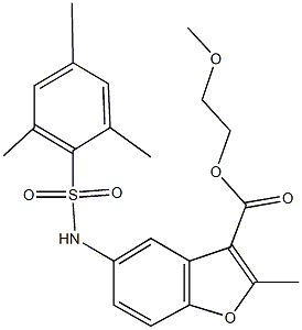 2-methoxyethyl 5-[(mesitylsulfonyl)amino]-2-methyl-1-benzofuran-3-carboxylate Structure