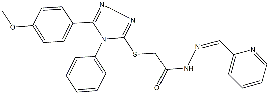 2-{[5-(4-methoxyphenyl)-4-phenyl-4H-1,2,4-triazol-3-yl]sulfanyl}-N'-(2-pyridinylmethylene)acetohydrazide 구조식 이미지