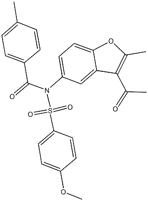 N-(3-acetyl-2-methyl-1-benzofuran-5-yl)-4-methoxy-N-(4-methylbenzoyl)benzenesulfonamide Structure