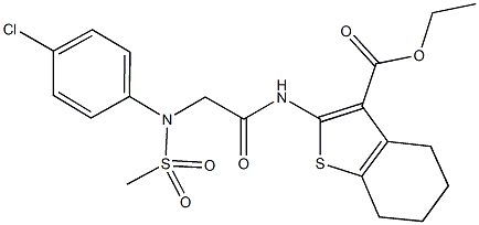 ethyl 2-({[4-chloro(methylsulfonyl)anilino]acetyl}amino)-4,5,6,7-tetrahydro-1-benzothiophene-3-carboxylate 구조식 이미지