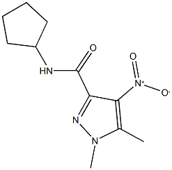 N-cyclopentyl-4-nitro-1,5-dimethyl-1H-pyrazole-3-carboxamide 구조식 이미지