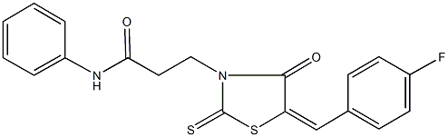 3-[5-(4-fluorobenzylidene)-4-oxo-2-thioxo-1,3-thiazolidin-3-yl]-N-phenylpropanamide 구조식 이미지