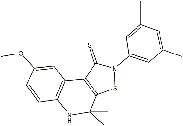 2-(3,5-dimethylphenyl)-8-methoxy-4,4-dimethyl-4,5-dihydroisothiazolo[5,4-c]quinoline-1(2H)-thione 구조식 이미지