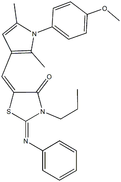 5-{[1-(4-methoxyphenyl)-2,5-dimethyl-1H-pyrrol-3-yl]methylene}-2-(phenylimino)-3-propyl-1,3-thiazolidin-4-one 구조식 이미지