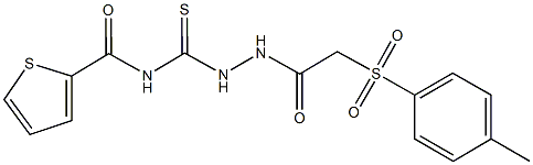 N-[(2-{[(4-methylphenyl)sulfonyl]acetyl}hydrazino)carbothioyl]-2-thiophenecarboxamide 구조식 이미지