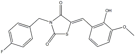 3-(4-fluorobenzyl)-5-(2-hydroxy-3-methoxybenzylidene)-1,3-thiazolidine-2,4-dione 구조식 이미지