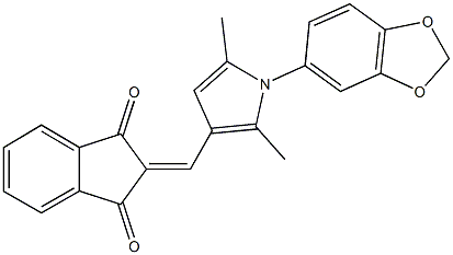 2-{[1-(1,3-benzodioxol-5-yl)-2,5-dimethyl-1H-pyrrol-3-yl]methylene}-1H-indene-1,3(2H)-dione Structure
