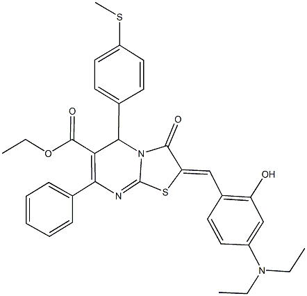 ethyl 2-[4-(diethylamino)-2-hydroxybenzylidene]-5-[4-(methylsulfanyl)phenyl]-3-oxo-7-phenyl-2,3-dihydro-5H-[1,3]thiazolo[3,2-a]pyrimidine-6-carboxylate 구조식 이미지